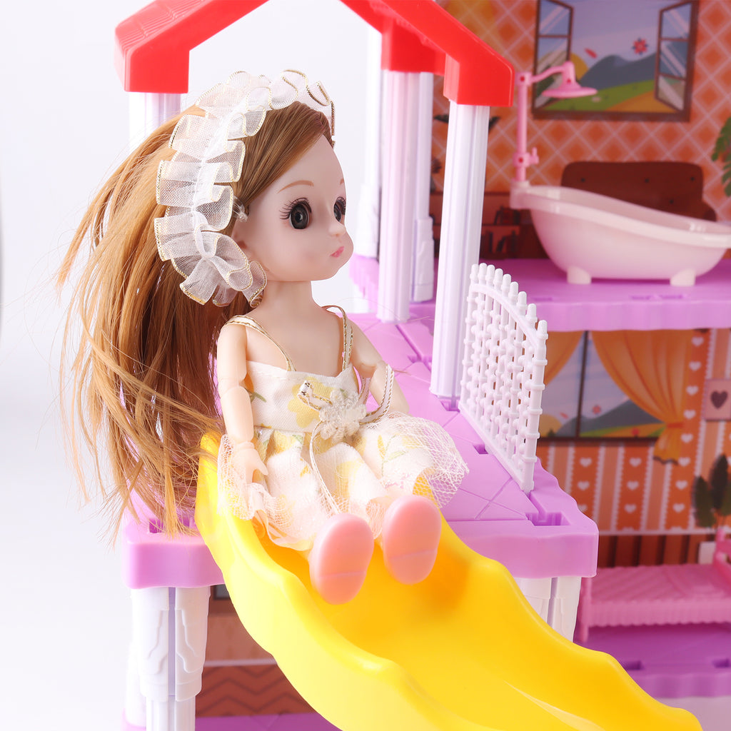 DIY Doll House With Furniture Accessories Mansion Playhouse Toy 3 Dolls 171 Pcs