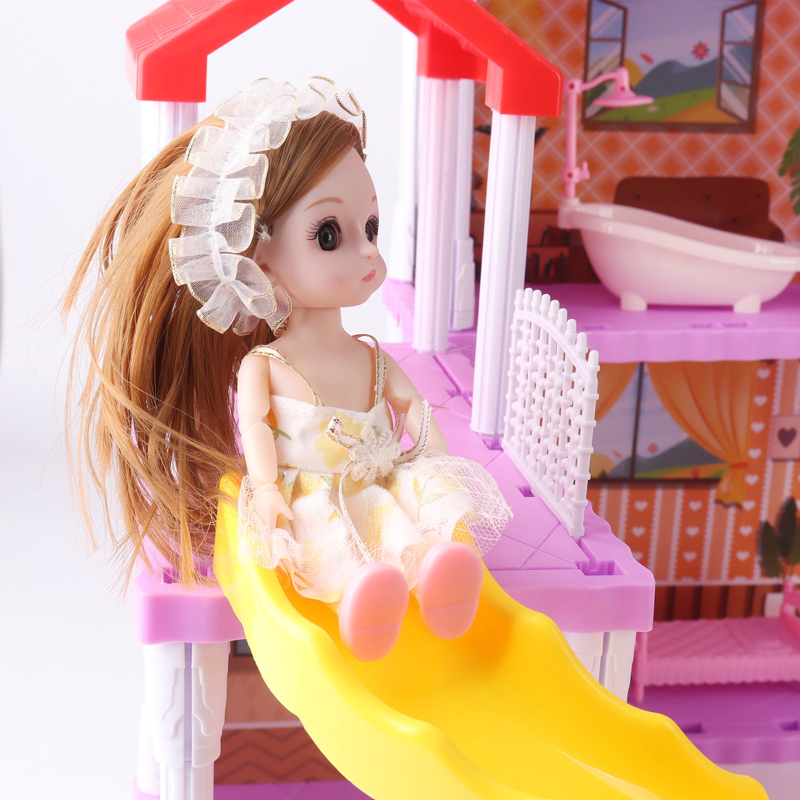 DIY Doll House With Furniture Accessories Mansion Playhouse Toy 3 Dolls 171 Pcs