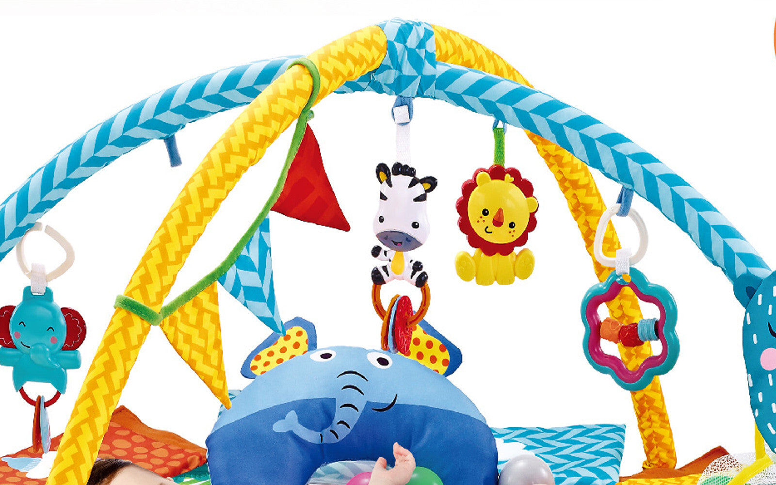 Gym Activity Foldable Play Mat Bag 30-Balls Tummy Play Kick Stimulate Your Baby (Blue)
