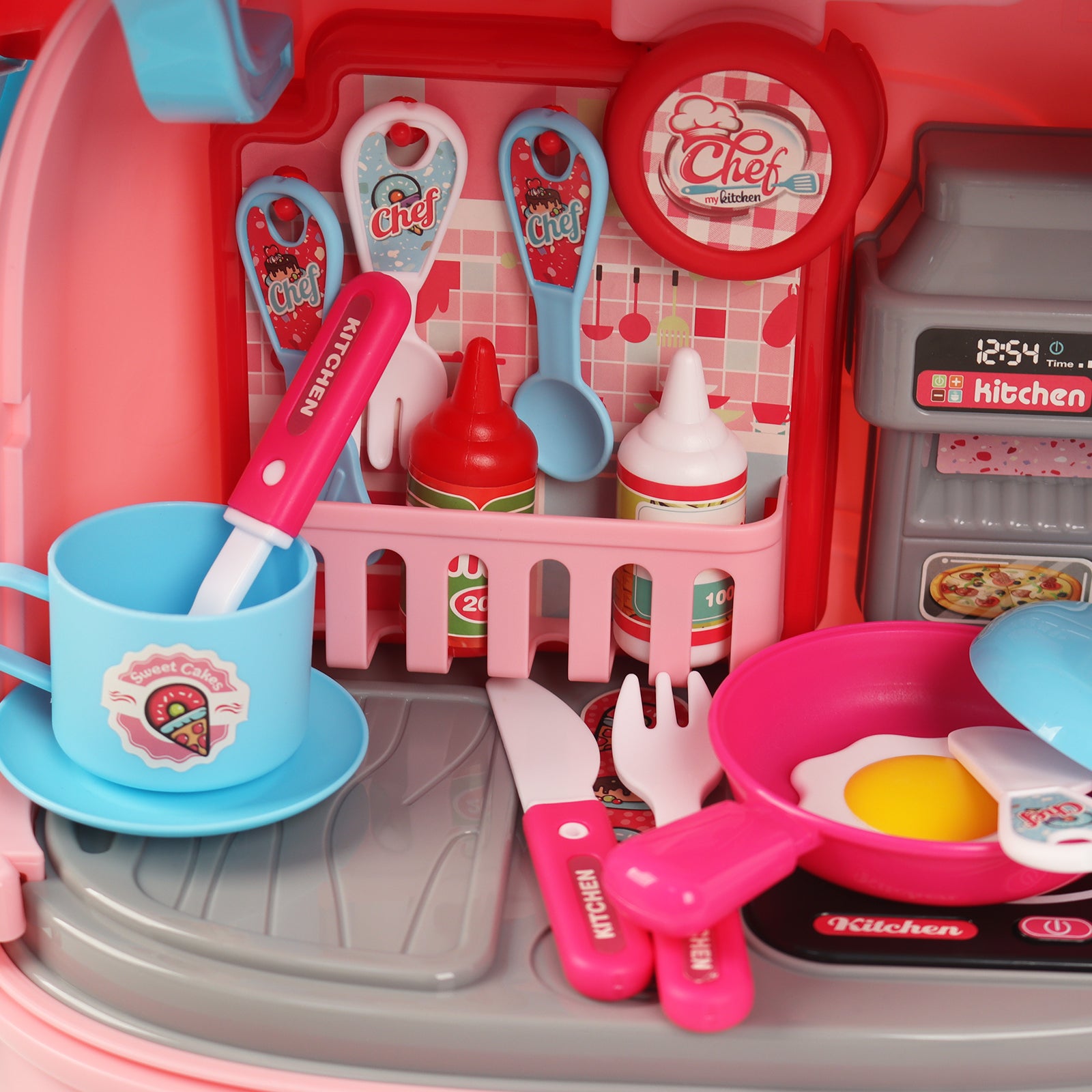 Kids Play Kitchen Set Portable Rolling Suitcase Cooking Pretend Play Toy