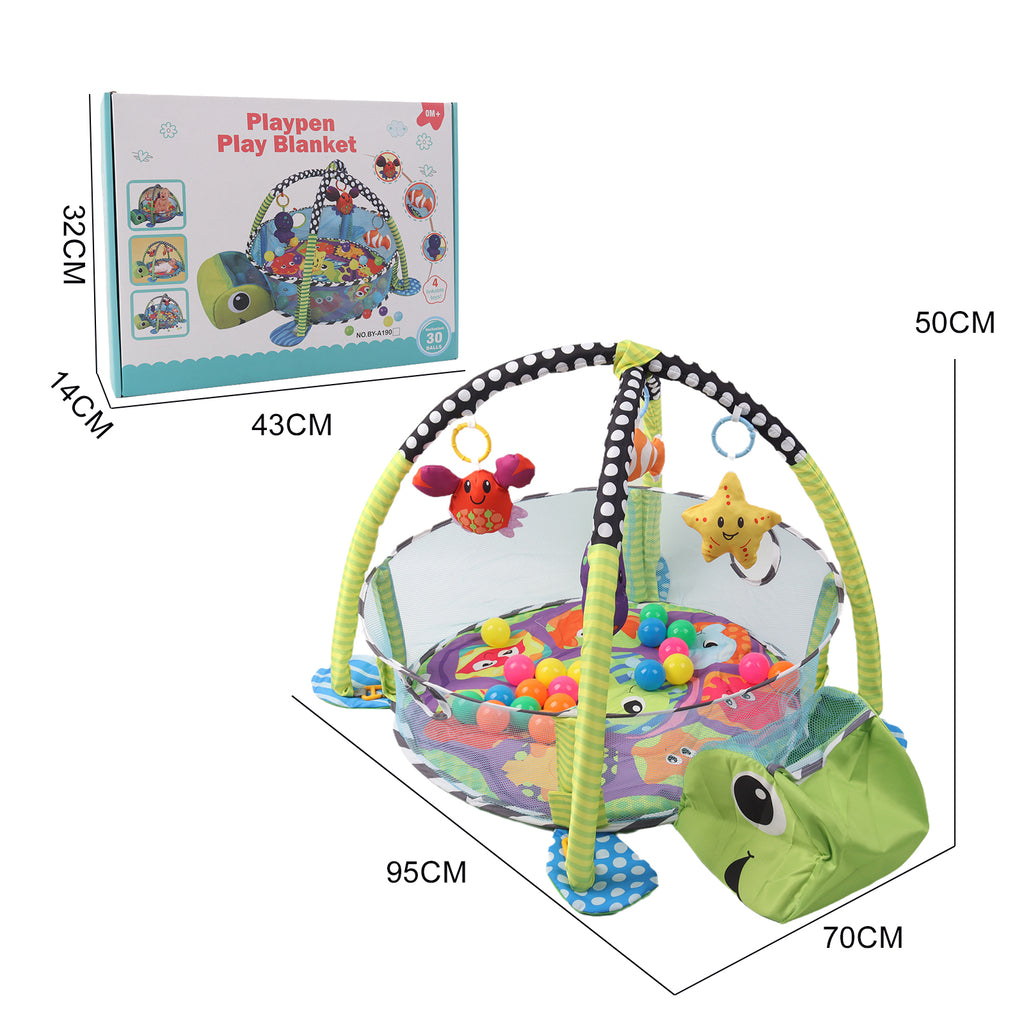 Kids 3 in 1 Turtle Baby Soft Play Floor Mat Activity Gym Fun Portable Ball Pit