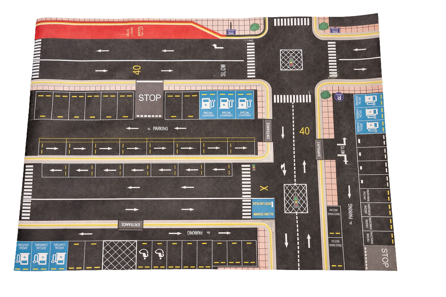Kids Car Road Play Mat Large City Traffic Map Rug Toy Cars Parking Garage Playmat