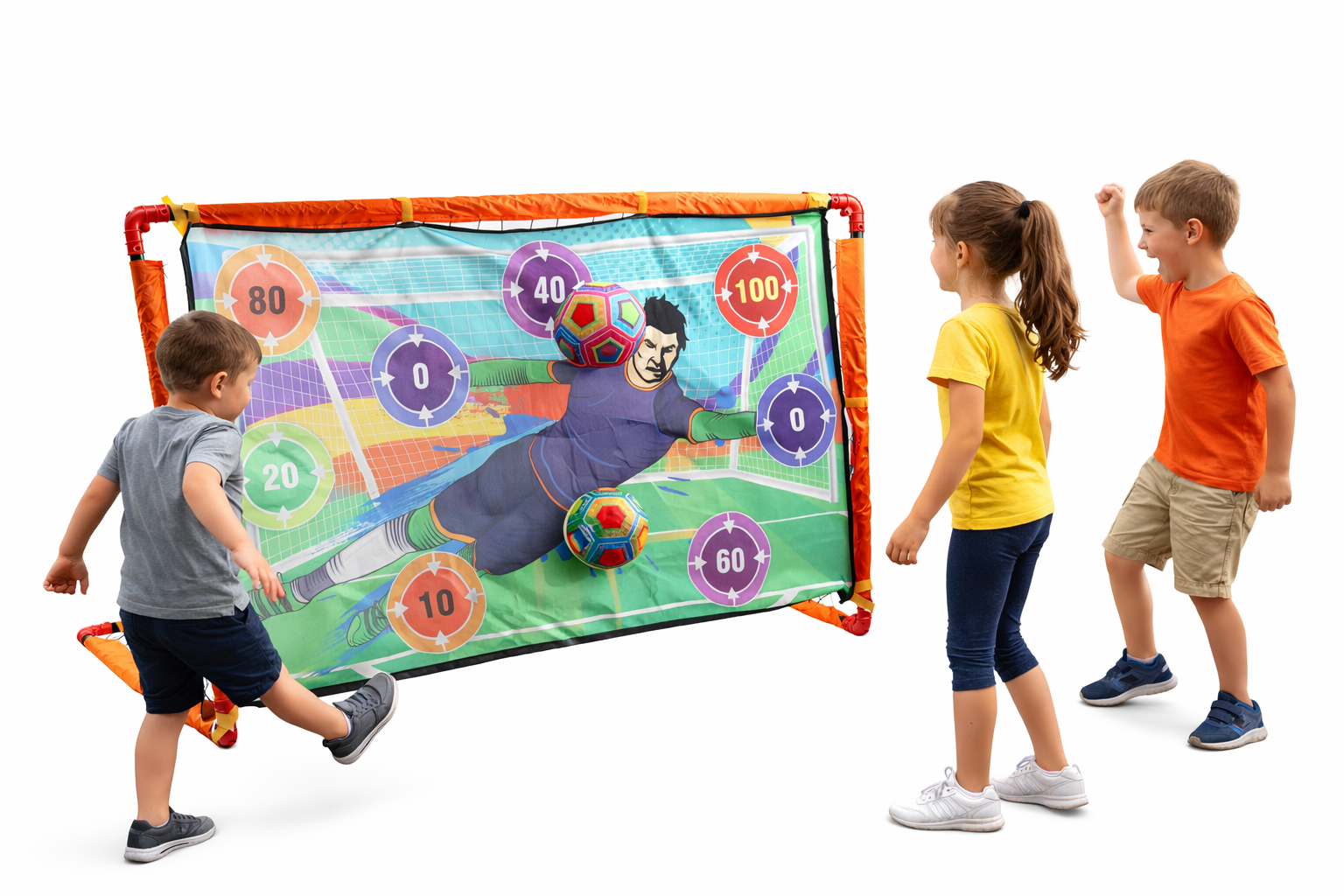 2-in-1 Kids Football Goal Set – Sticky Target Net with Balls & Training Cones, Outdoor Play