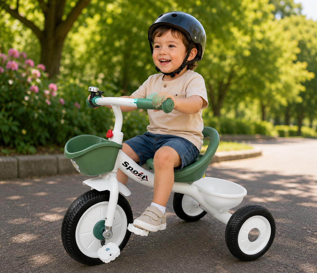 3-Wheel Toddler Tricycle Kids First Trike Bike Boys Girls 2-6 Years Basket Green