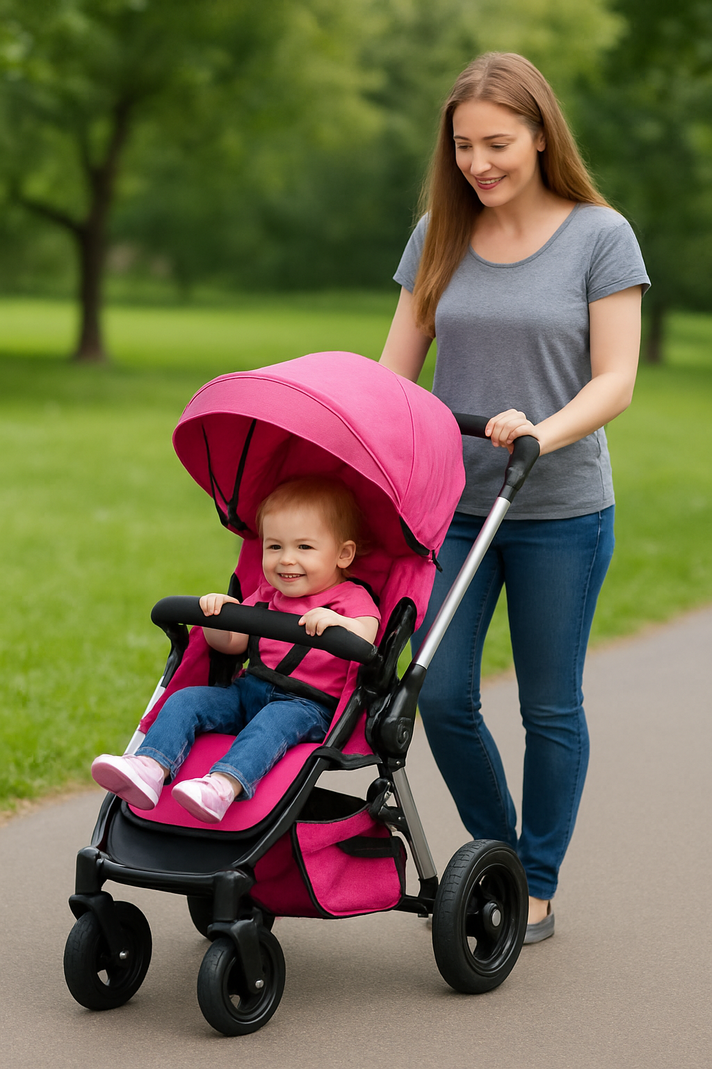 5 in 1 Little Bambino Pushchair Tricycle Trike-Pink Kids Multifunction Trike