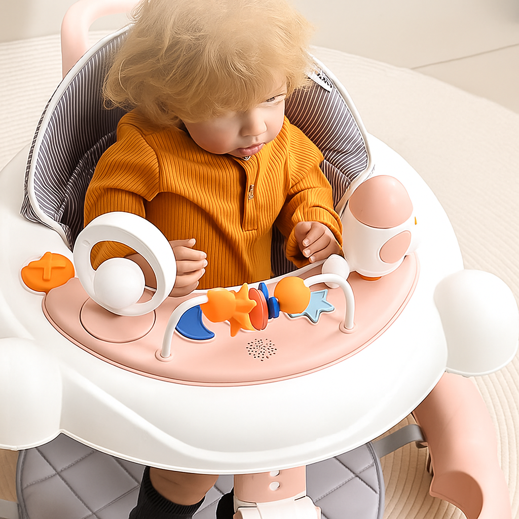 Baby Walker Push Along Learning Walking Wheel Multifunctional Sensory Toys Pink