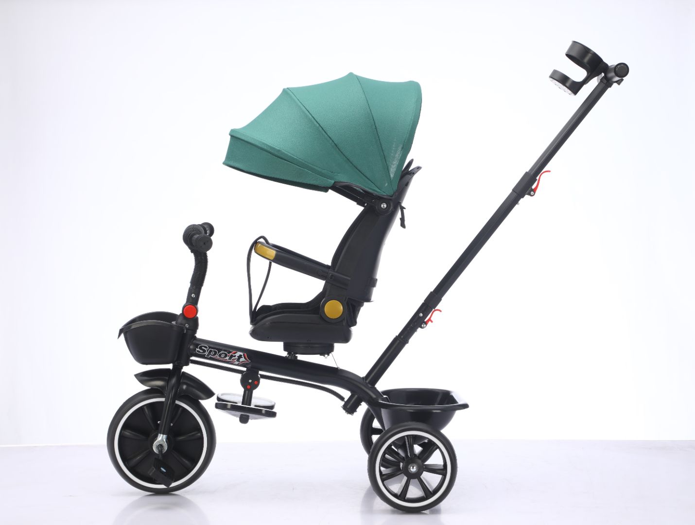 Baby Kids 5in1 Tricycle Bike Trike Stroller 3 Wheels Canopy 80% ASSEMBLED Green