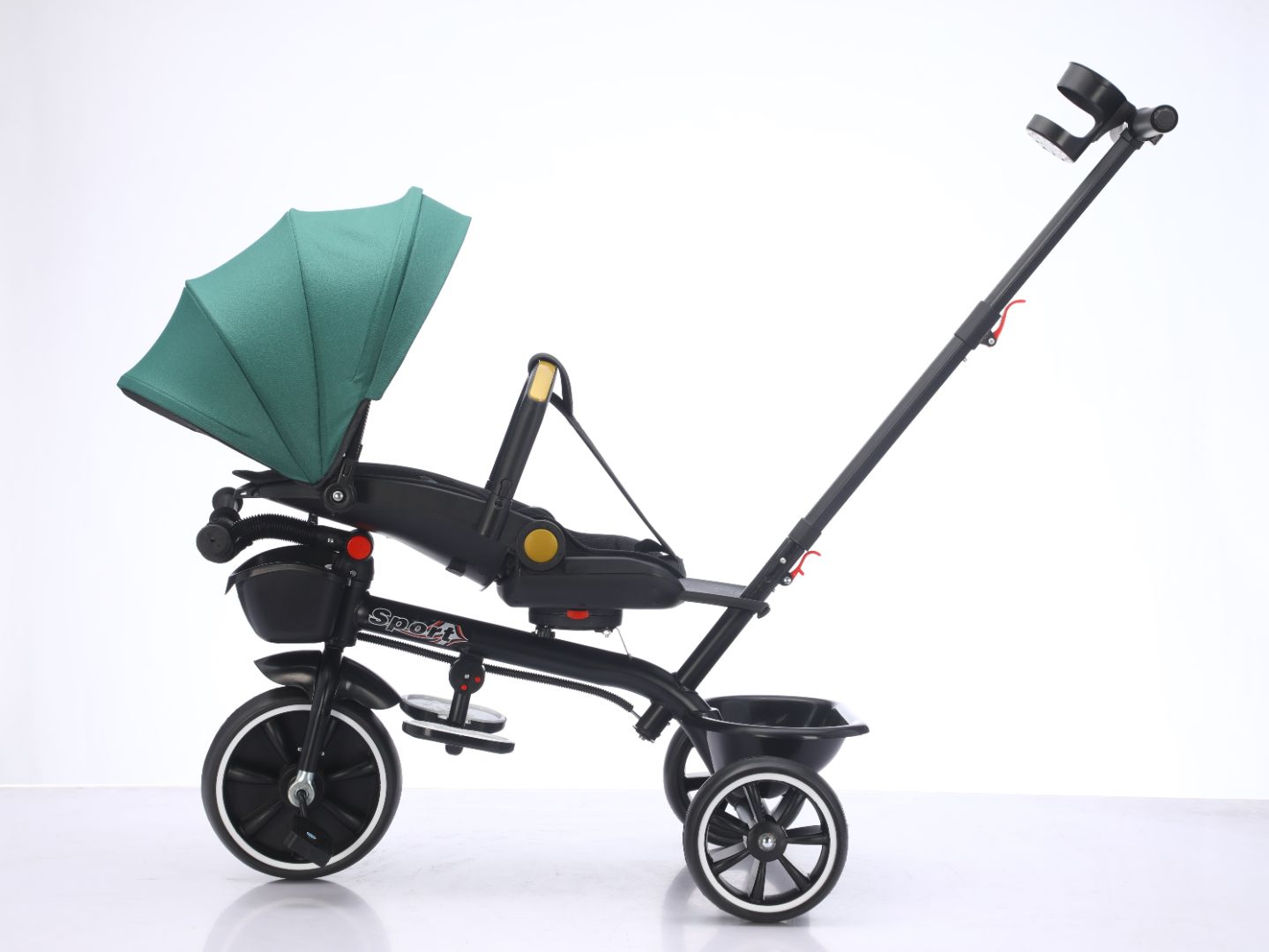 Baby Kids 5in1 Tricycle Bike Trike Stroller 3 Wheels Canopy 80% ASSEMBLED Green