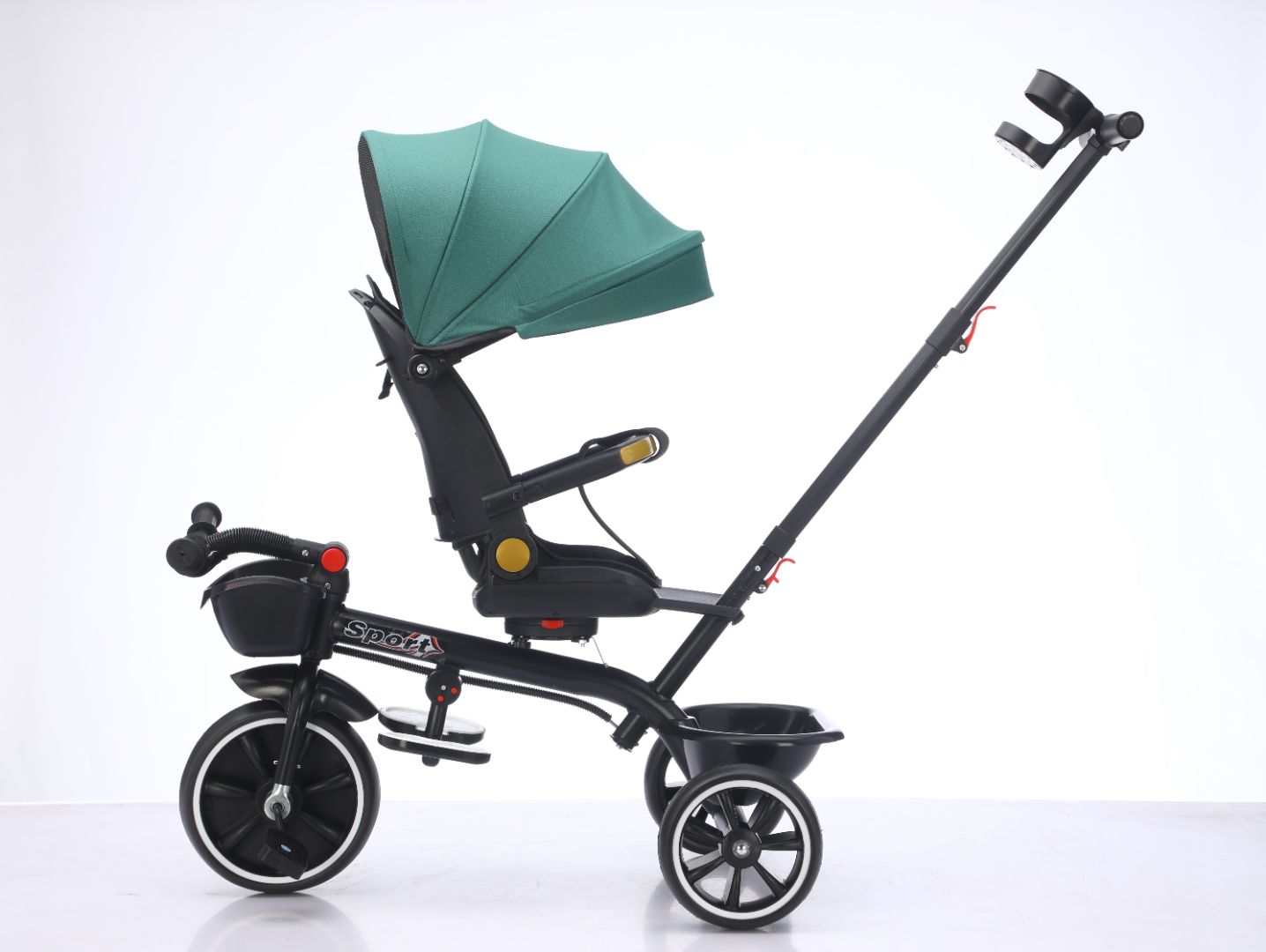 Baby Kids 5in1 Tricycle Bike Trike Stroller 3 Wheels Canopy Unassembled Green