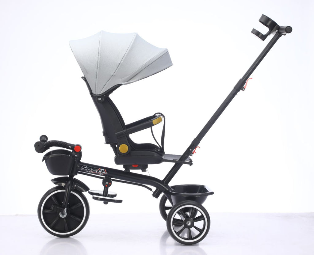 Baby Kids 5in1 Tricycle Bike Trike Stroller 3 Wheels Canopy Unassembled Grey