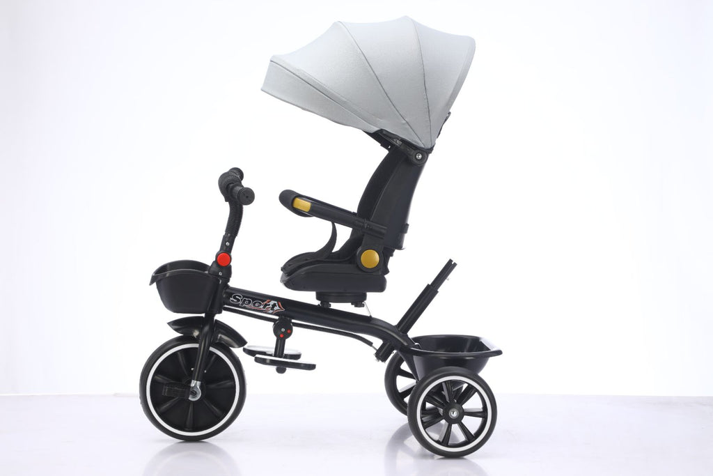 Baby Kids 5in1 Tricycle Bike Trike Stroller 3 Wheels Canopy Unassembled Grey