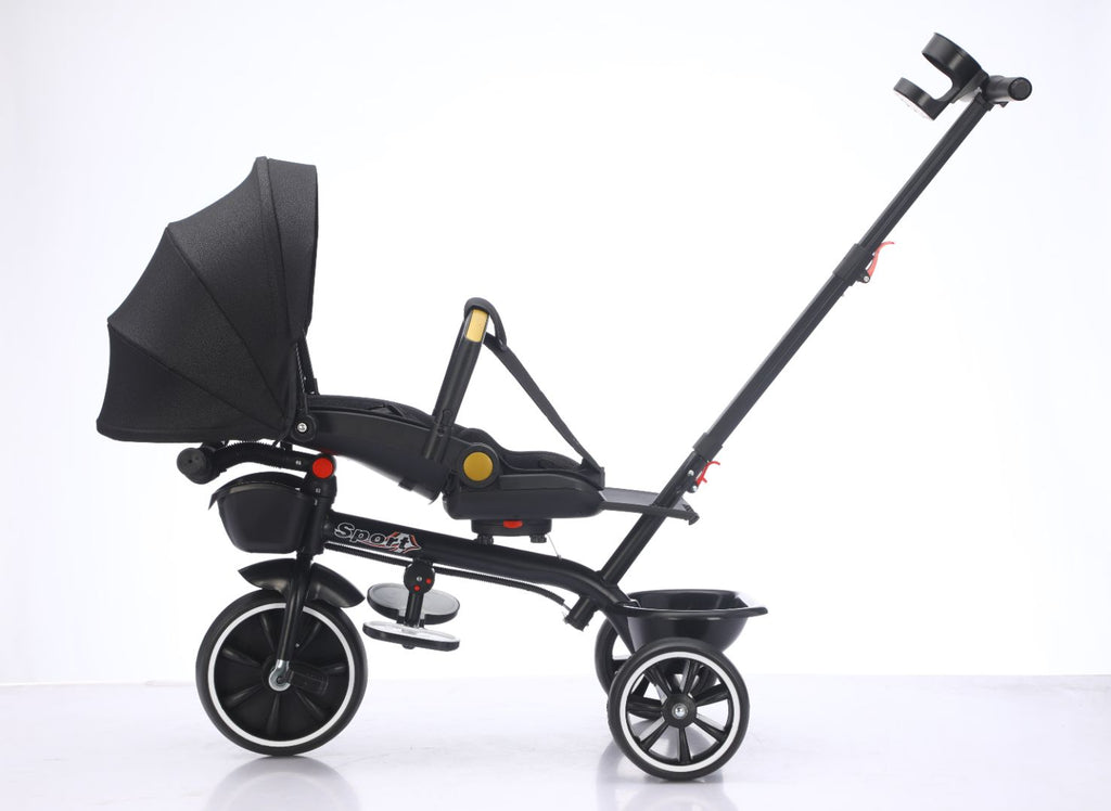 Baby Kids 5in1 Tricycle Bike Trike Stroller 3 Wheels Canopy 80% ASSEMBLED Black