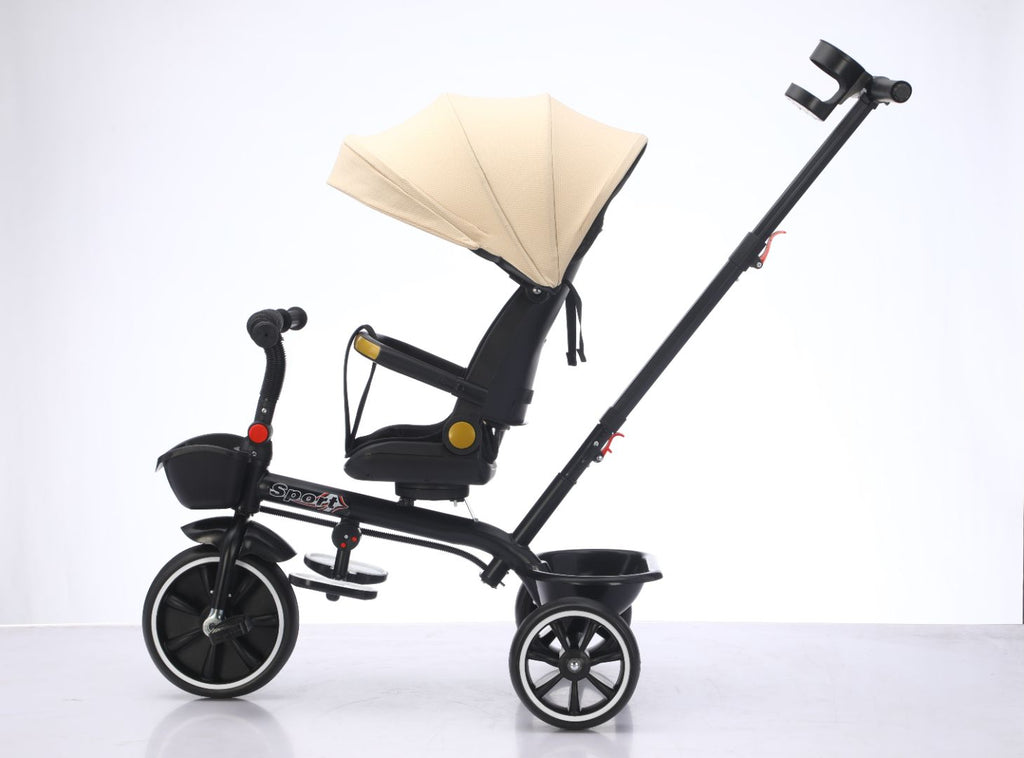 Baby Kids 5in1 Tricycle Bike Trike Stroller 3 Wheels Canopy 80% ASSEMBLED Beige