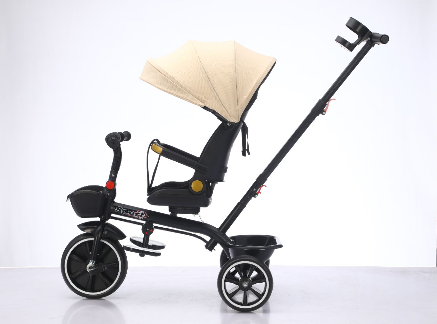 Baby Kids 5in1 Tricycle Bike Trike Stroller 3 Wheels Canopy 80% ASSEMBLED Beige