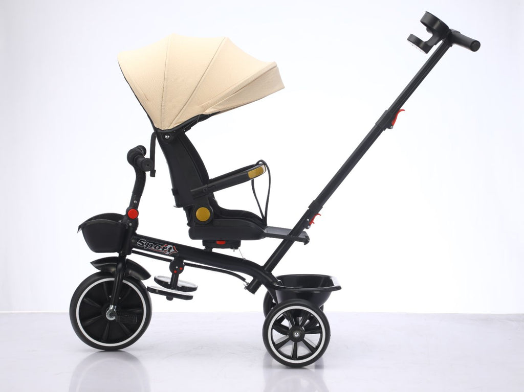 Baby Kids 5in1 Tricycle Bike Trike Stroller 3 Wheels Canopy 80% ASSEMBLED Beige