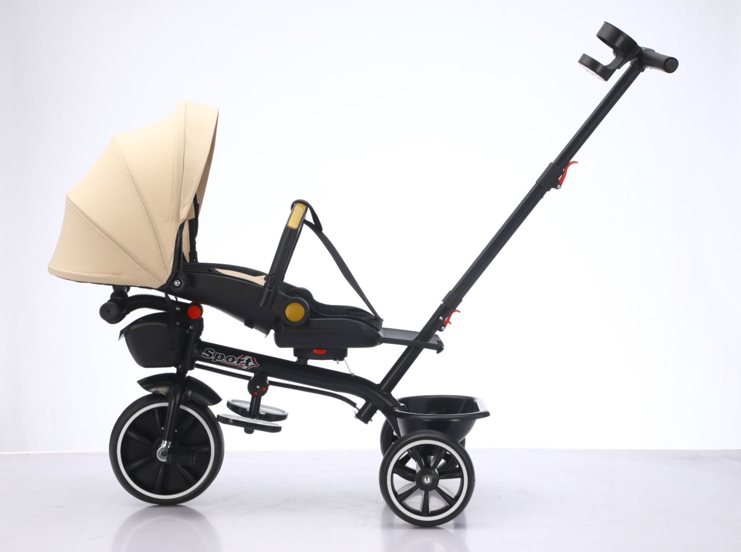 Baby Kids 5in1 Tricycle Bike Trike Stroller 3 Wheels Canopy 80% ASSEMBLED Beige