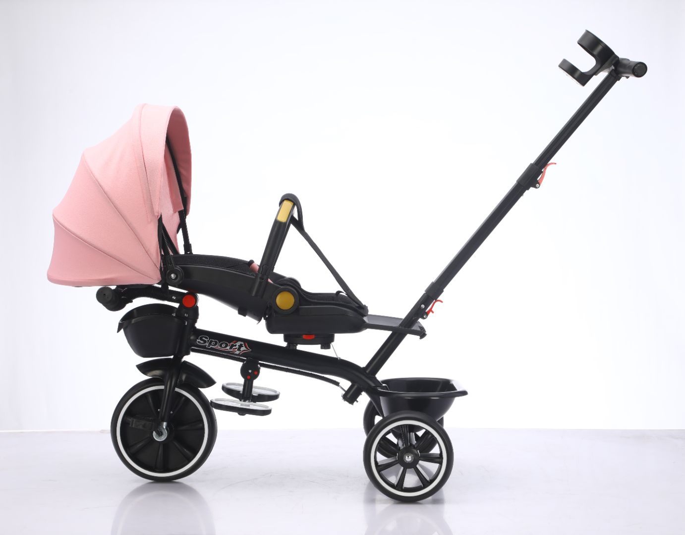 Baby Kids 5in1 Tricycle Bike Trike Stroller 3 Wheels Canopy Unassembled Pink