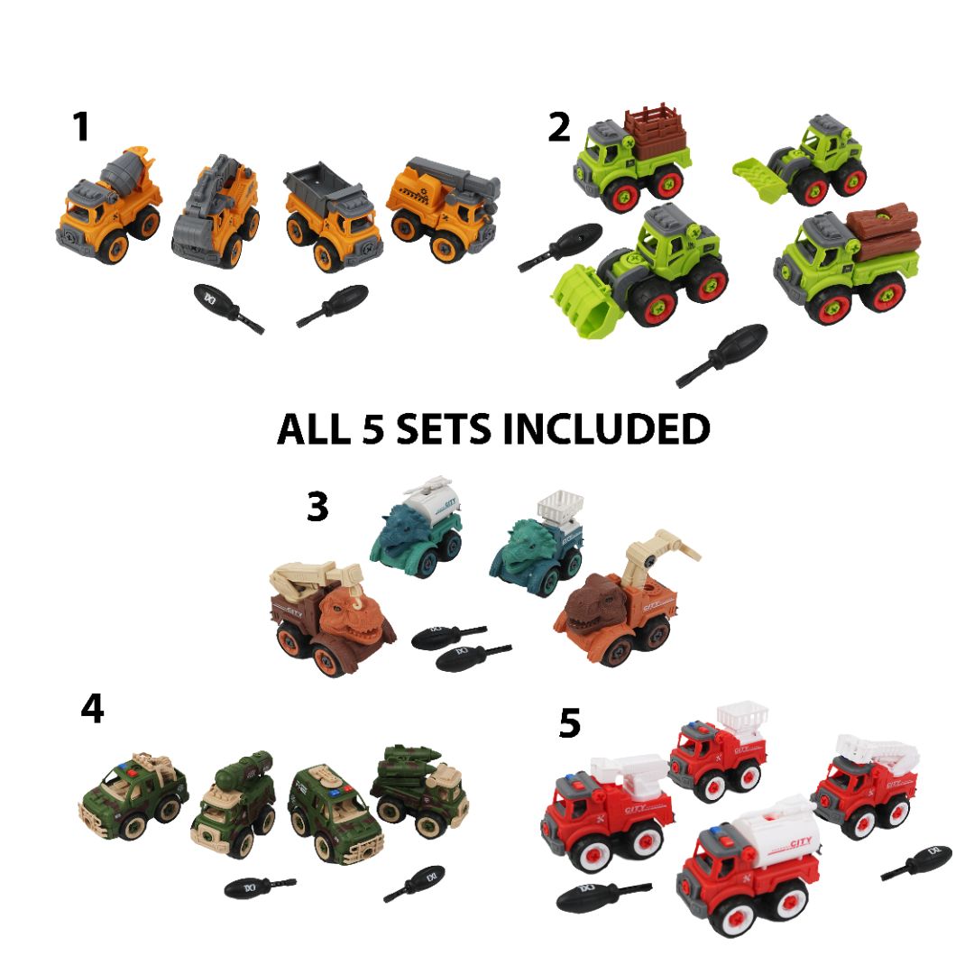 Kids Educational DIY Assembly Construction Trucks Toy Screwdriver 20 Pcs Set