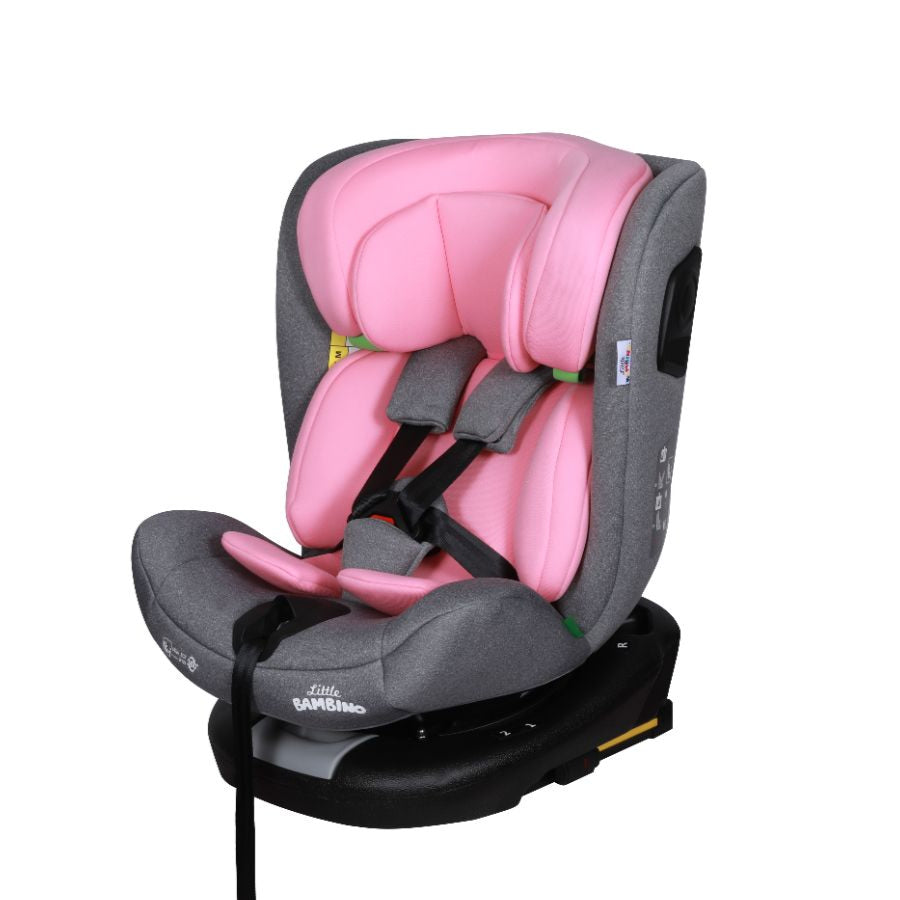 Child Car Seat Isofix Rotatable Booster Seat i-Size 40-150cm Universal Grey Pink