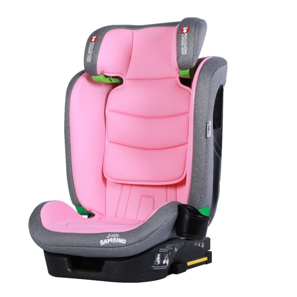 Child Car Seat Isofix FWD Facing Booster Seat i-Size 100-150cm 3-12Yrs Grey Pink