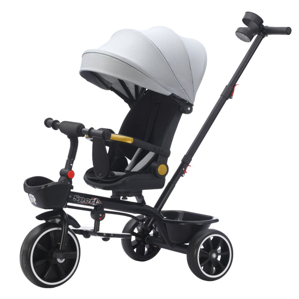 Baby Kids 5in1 Tricycle Bike Trike Stroller 3 Wheels Canopy Unassembled Grey