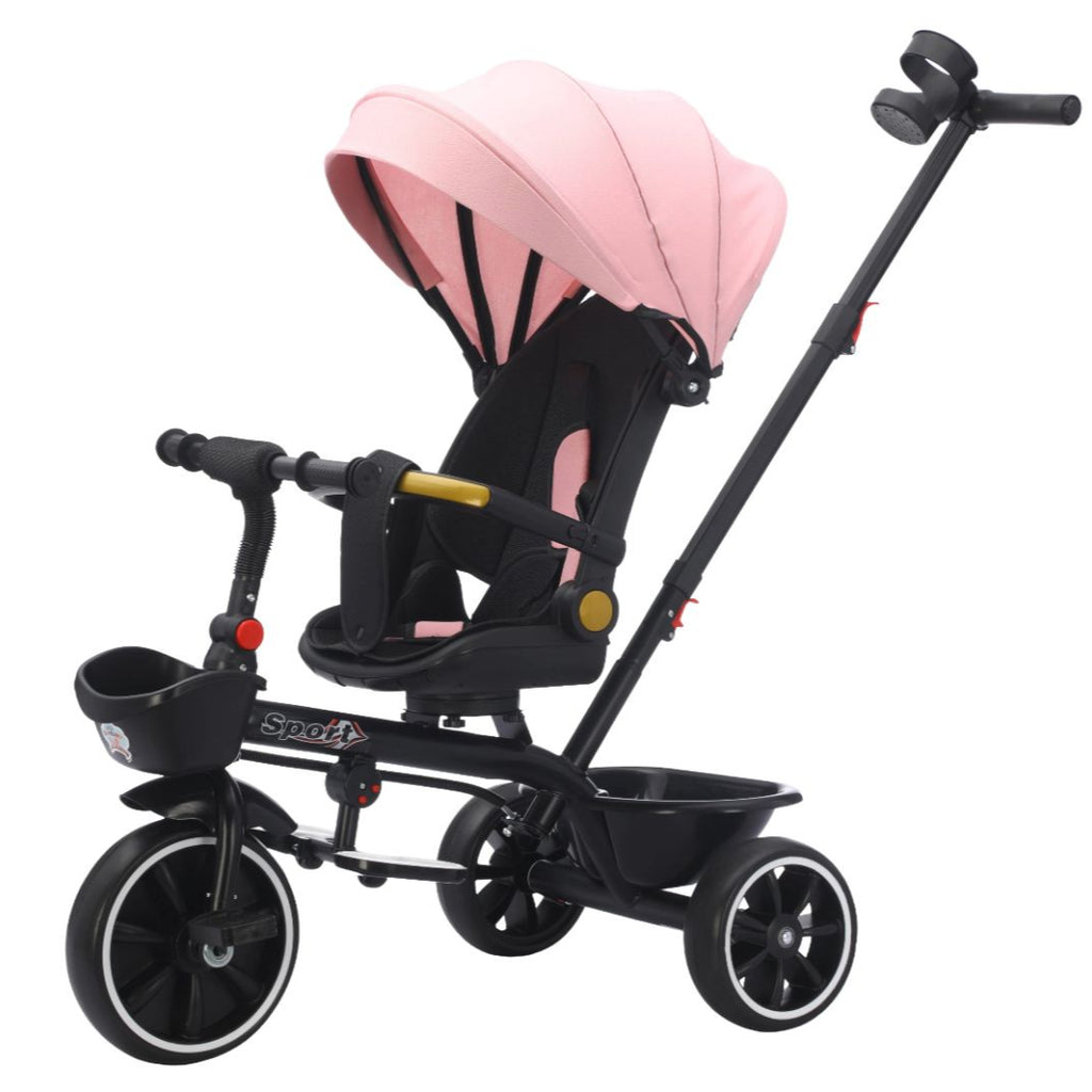 Baby Kids 5in1 Tricycle Bike Trike Stroller 3 Wheels Canopy Unassembled Pink