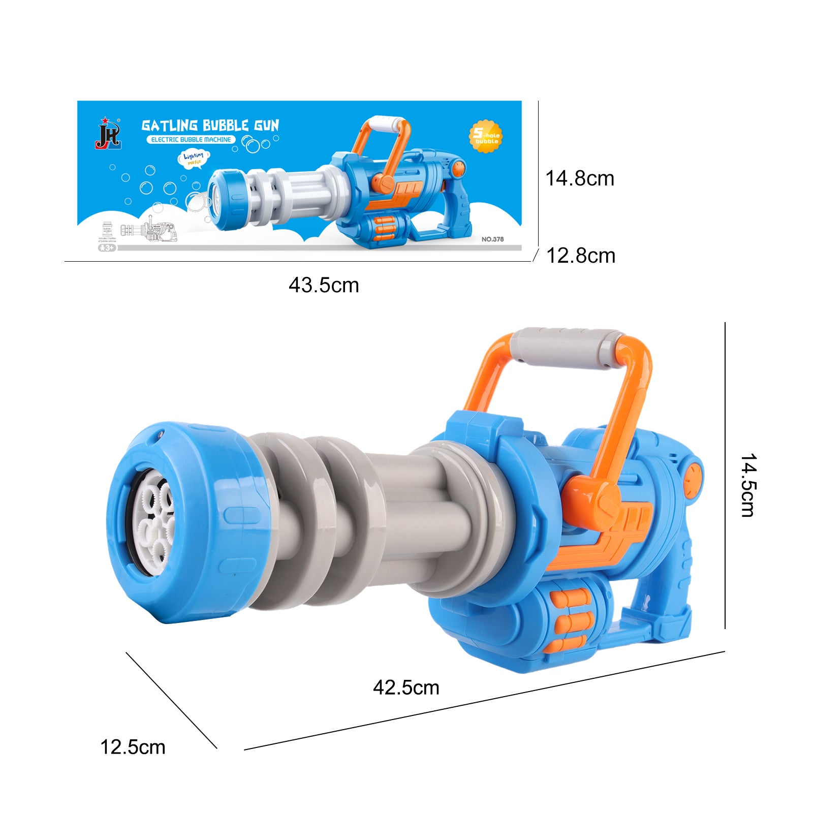 Bubble Gun Mini Gatling Toy Bubble Blower Machine with Light Music Kids Outdoor