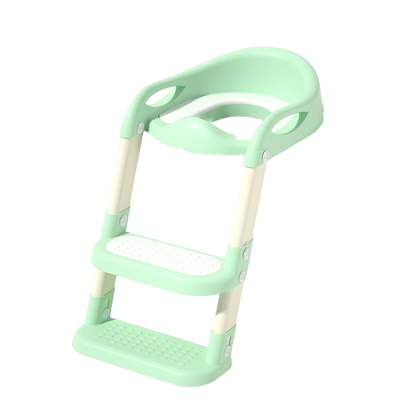 Baby Toddler Potty Training Toilet Seat Adjustable Height Foldable Steps Green