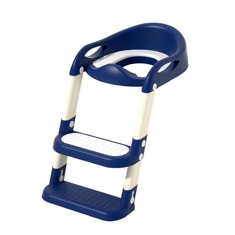 Baby Toddler Potty Training Toilet Seat Adjustable Height Foldable Steps Blue