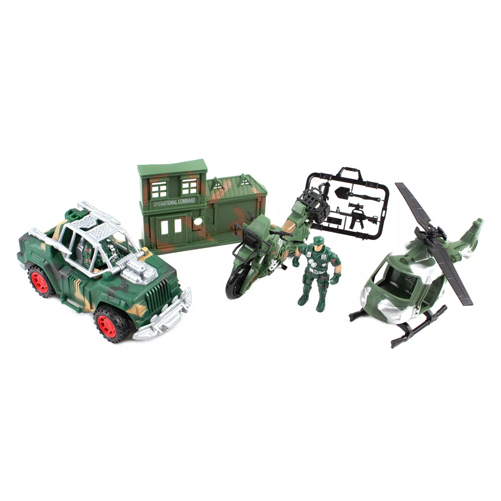Army Base Combat Squad Soldier Attack Helicopter Military Base For Children's Toy