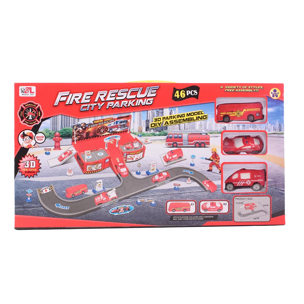 Fire Engines Parking Playset Children's Toy Car Truck Fire Man Fire Truck Red
