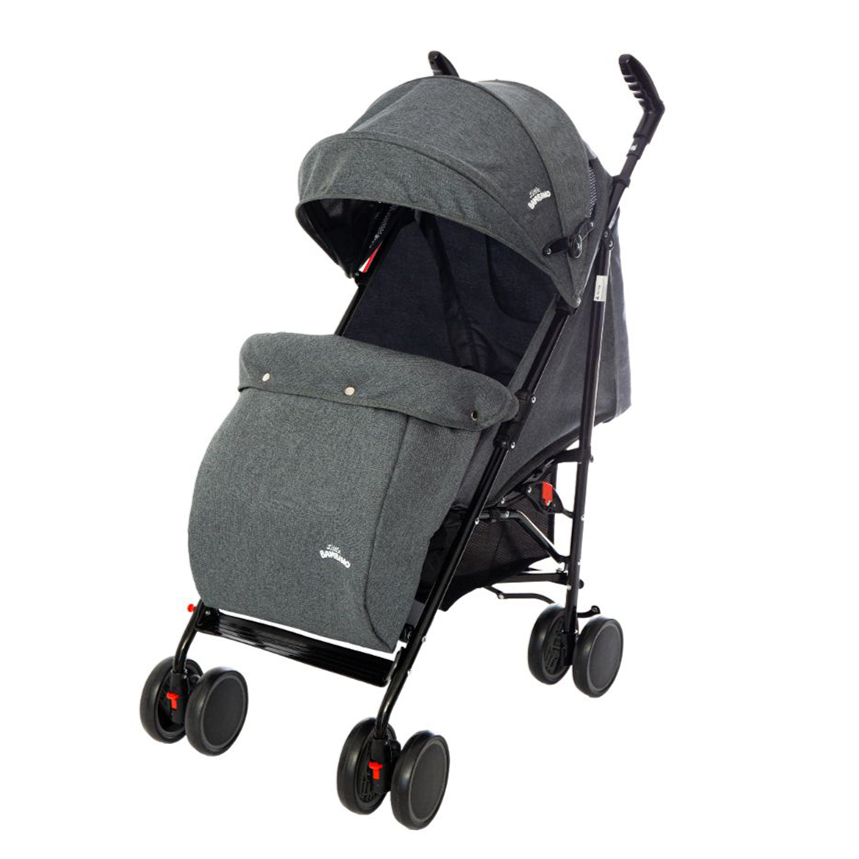 Foldable Reclinable Stroller Buggy Pram includes Rain Cover & Footmuff Light Grey