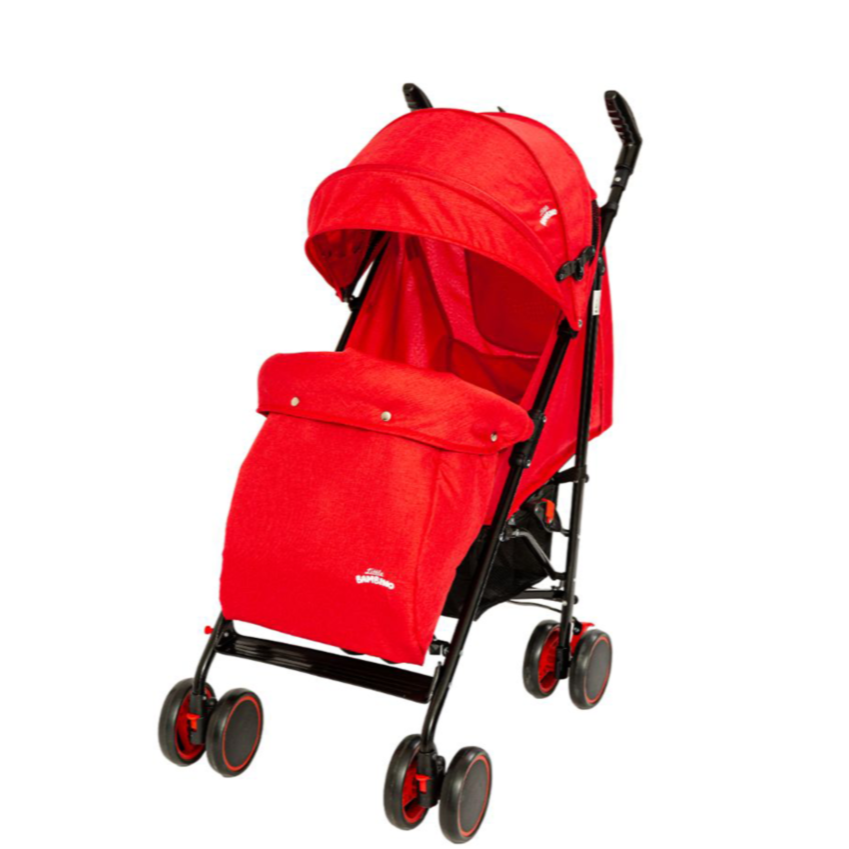 Foldable Reclinable Stroller Buggy Pram includes Rain Cover & Footmuff Red