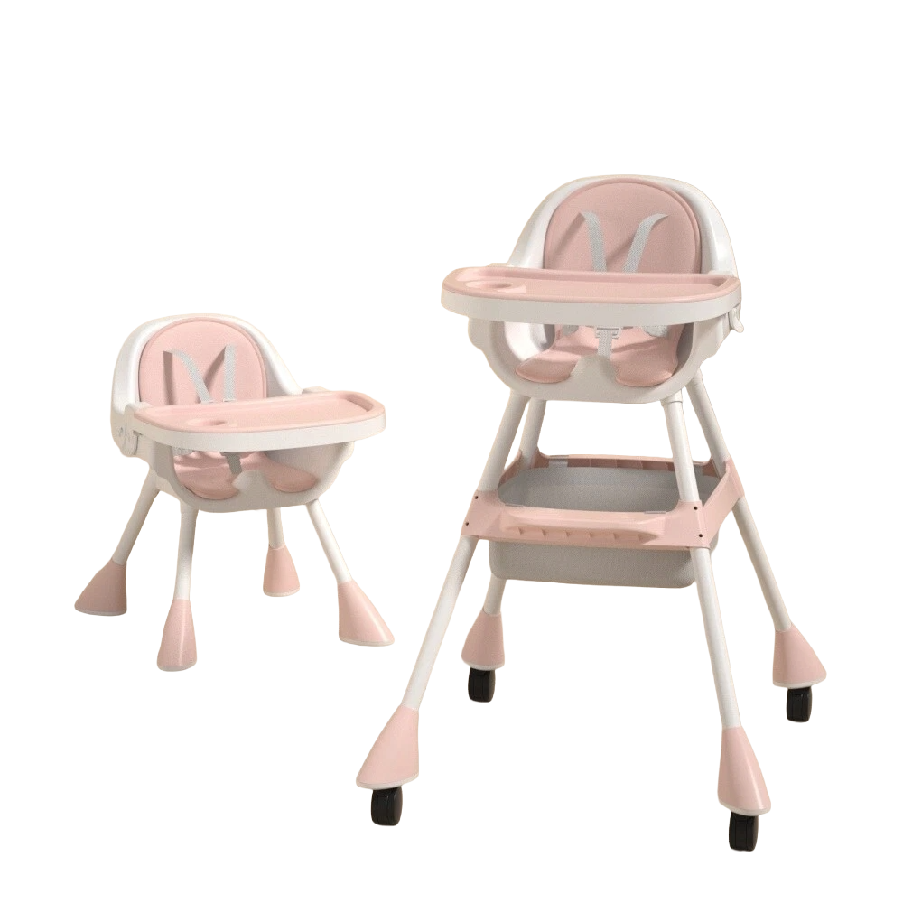 Baby Toddler High Chair Feeding Dining Tray Adjustable Height Multipurpose Pink