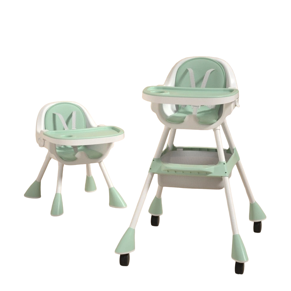 Baby Toddler High Chair Feeding Dining Tray Adjustable Height Multipurpose Green