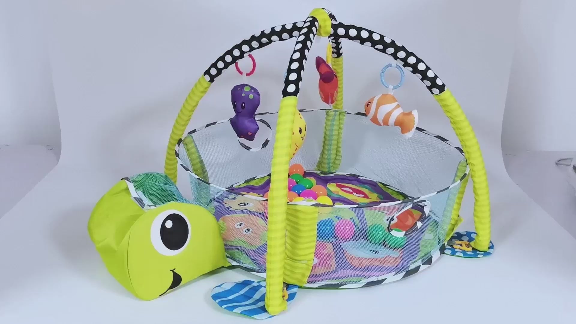 Kids 3 in 1 Turtle Baby Soft Play Floor Mat Activity Gym Fun Portable Ball Pit