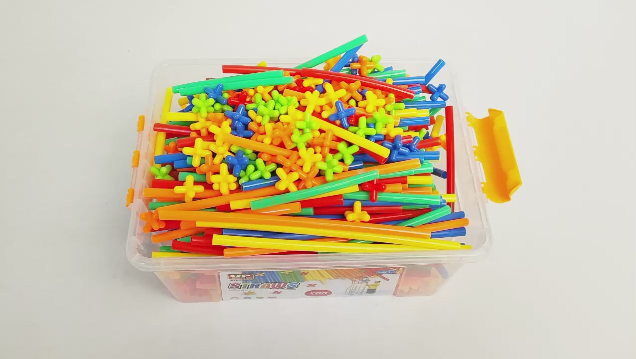 Straw Constructor Toys STEM Building Set 3D Interlocking Plastic Colours 700 Pcs