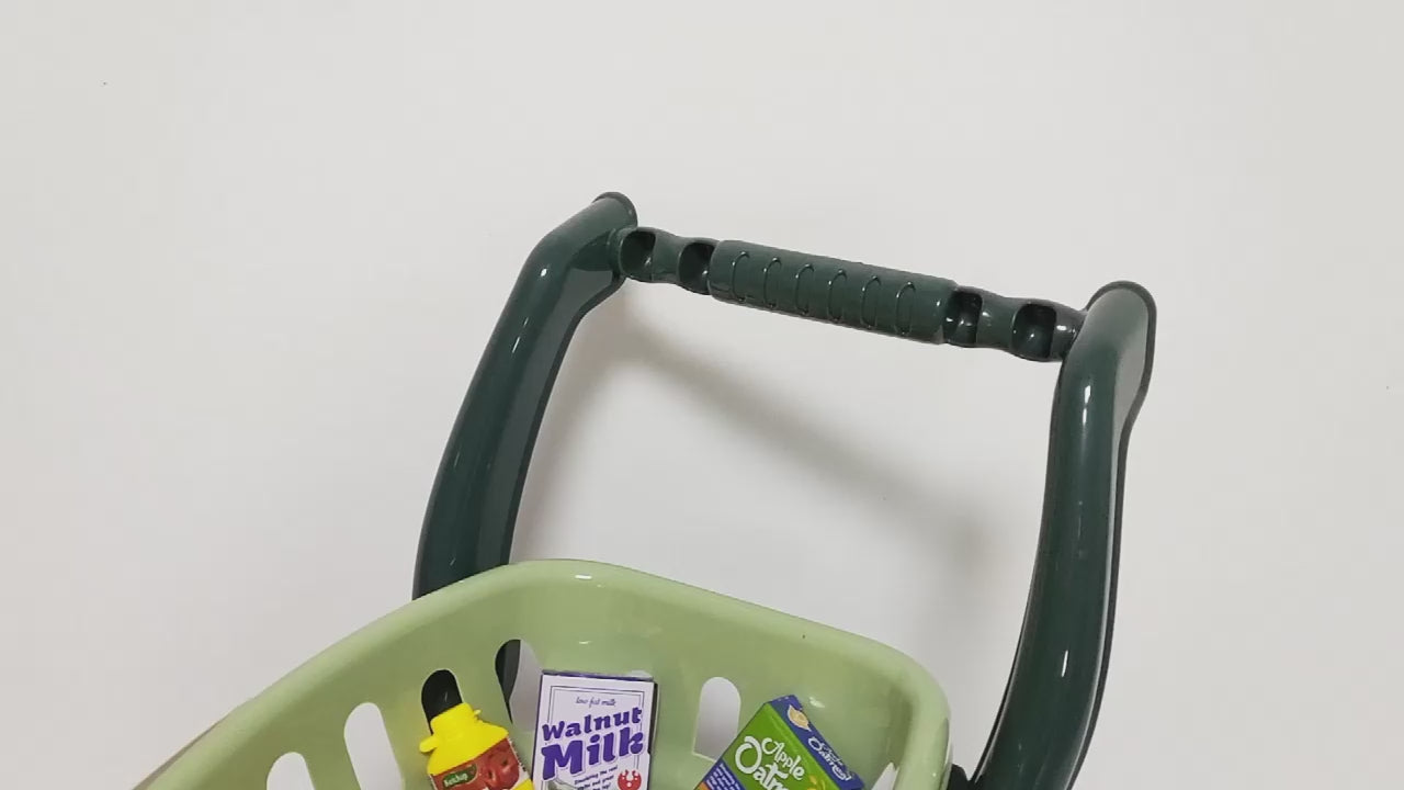 Kids Supermarket Grocery Cart Trolley Pretend Toy Set With Products 35 Pcs Green