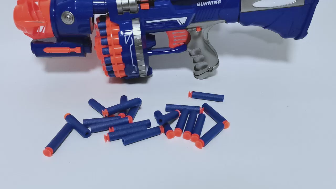 Kids Toy Foam Blasters Gun Continuous Rotating, 55 Soft Foam Bullets Gift Set