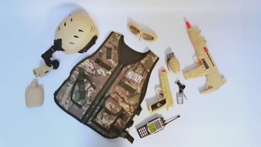 Kids Military Soldier Combat Costume Tactical Pretend Role Play Outfit Toy Set