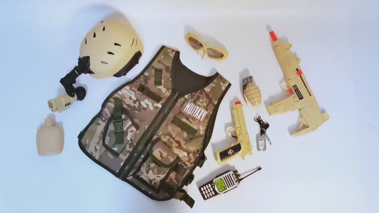 Kids Military Soldier Combat Costume Tactical Pretend Role Play Outfit Toy Set