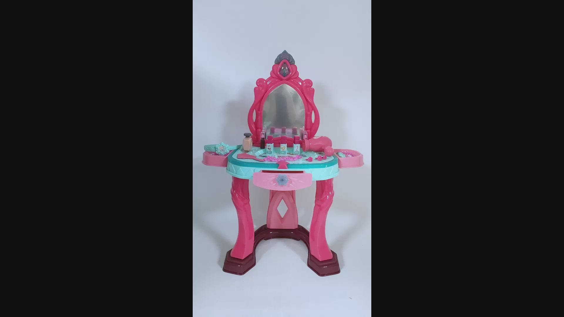 Girls Makeup Dressing Table Vanity Set Mirror Fashion Princess Pretend Play Pink