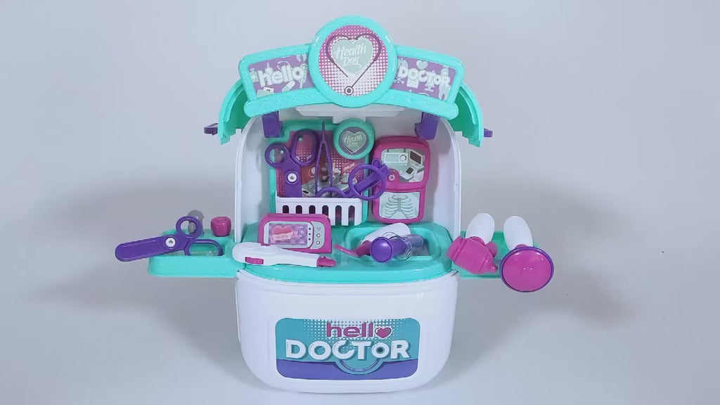 Kids Doctors Playset Portable Suitcase Medical Tools Pretend Role Play Toy Blue