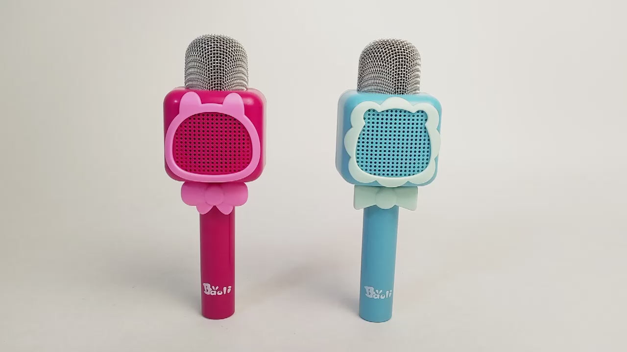 2x Kids Wireless Karaoke Microphones – Bluetooth Music Speaker Toy Set (Blue)