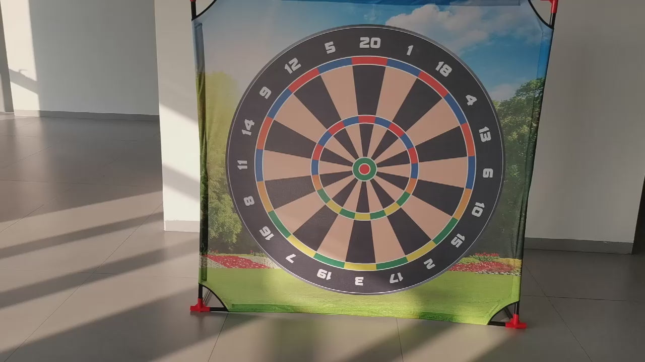 4-in-1 Giant Kids Target Game – Bullseye, Football, Golf & Axe Throwing Set