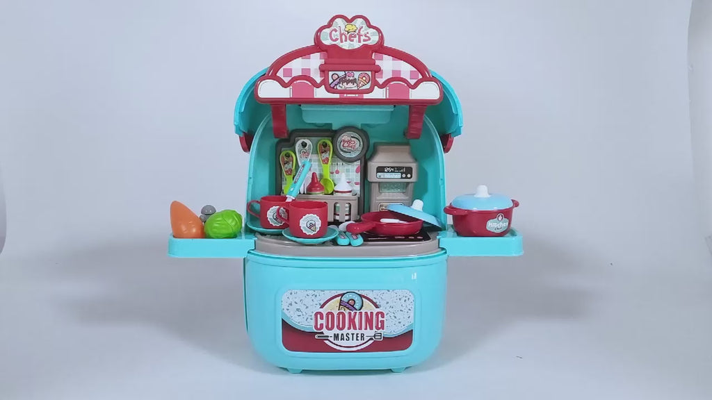 Kids Play Kitchen Set Portable Rolling Suitcase Cooking Pretend Play Toy