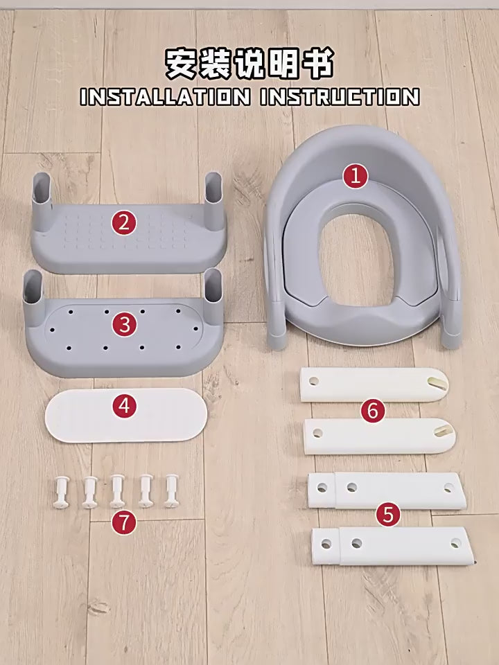 Baby Toddler Potty Training Toilet Seat Adjustable Height Foldable Steps Blue