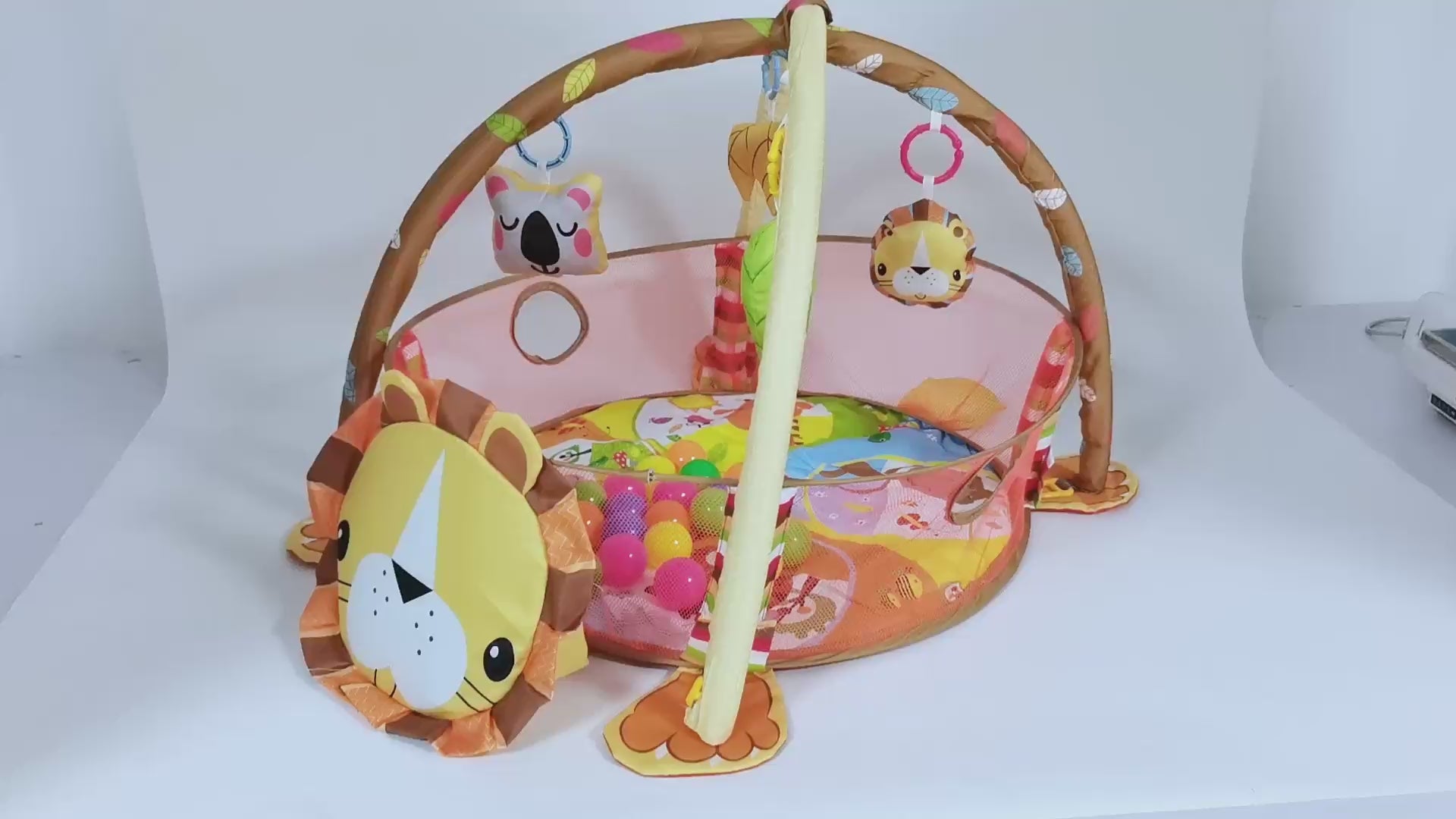 Kids 3 in 1 Lion Baby Soft Play Floor Mat Activity Fun Portable Gym Ball Pit