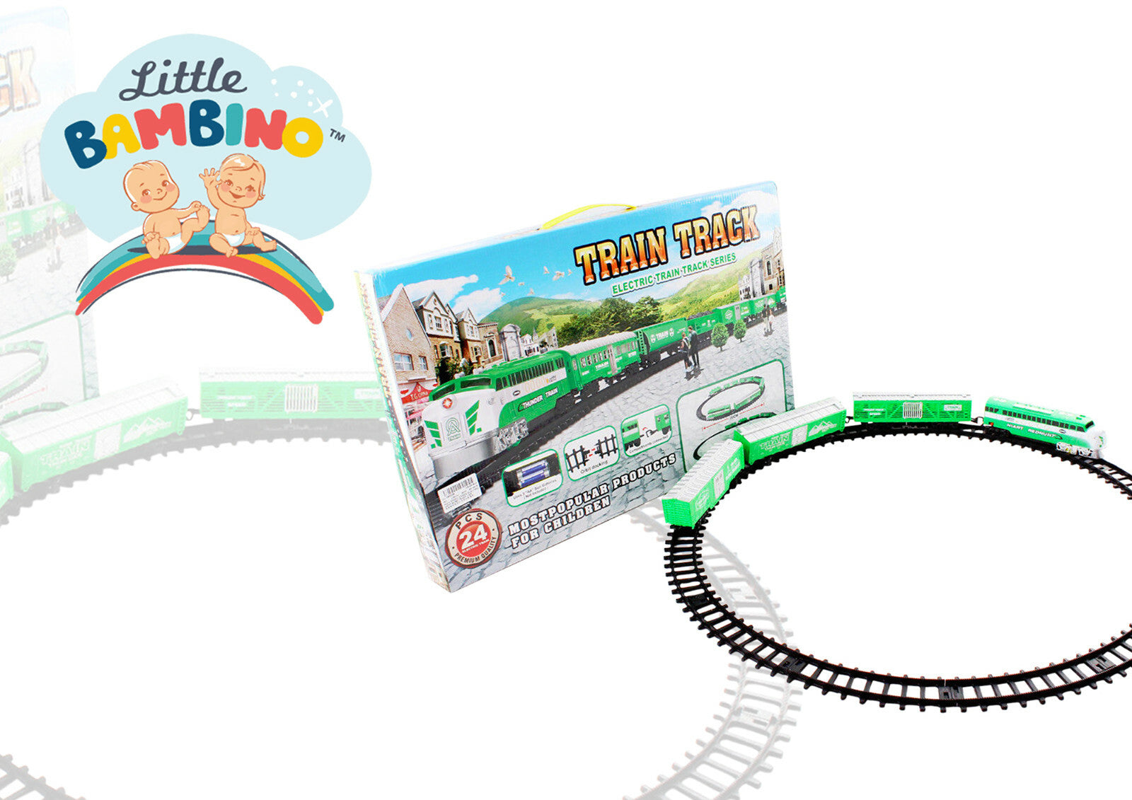 Electric Train Classic Set for Children 24pcs Sound Effects and Lights