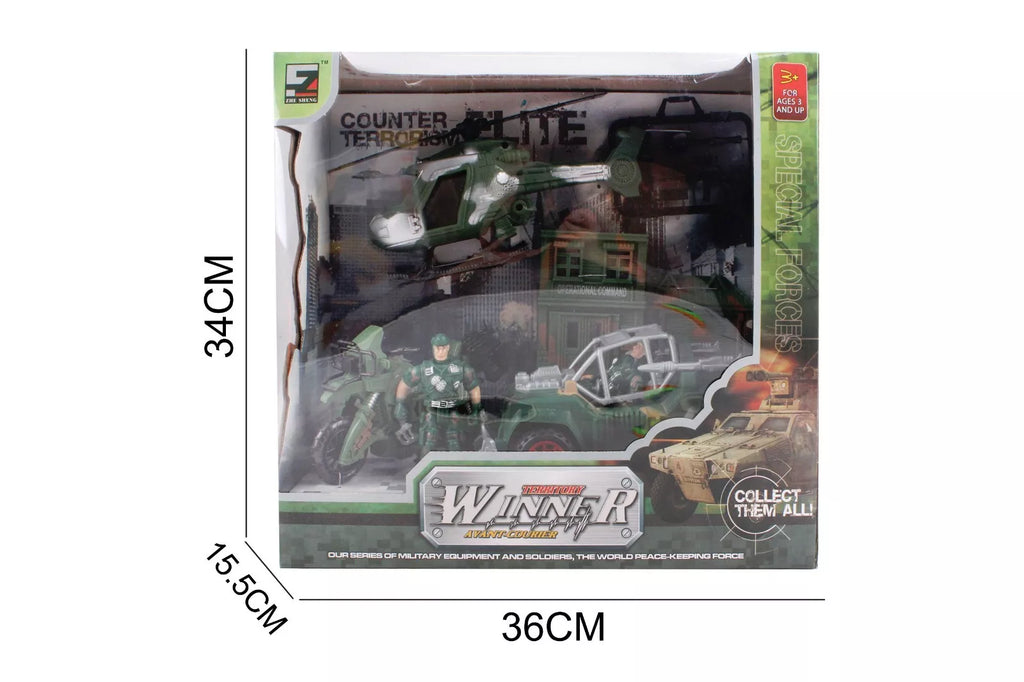 Army Base Combat Squad Soldier Attack Helicopter Military Base For Children's Toy